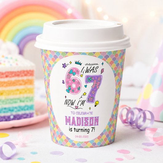 Gobelets En Papier Anniversaire arc-en-ciel 7 ans | J'avais 6 ans, ma