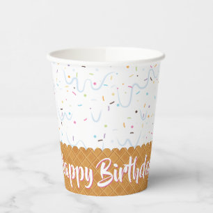 Gobelets En Papier Anniversaire avec glaçage et glace blanche