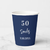 Gobelets En Papier Anniversaire bleu foncé hommes (Verso)