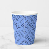 Gobelets En Papier Anniversaire bleu typographie ajouter nom (Droite)