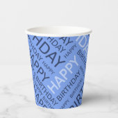 Gobelets En Papier Anniversaire bleu typographie ajouter nom (Recto)