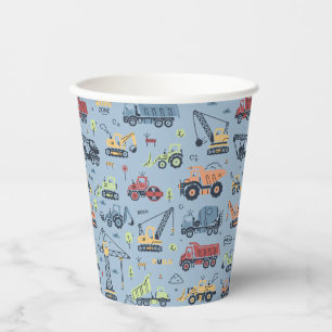 Gobelets En Papier Anniversaire Camion de Construction Moderne Coloré