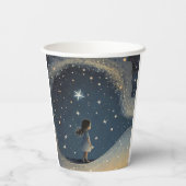 Gobelets En Papier Anniversaire Celestial Star Aquarelle Girl Moderne (Verso)