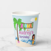 Gobelets En Papier Anniversaire d'Aloha Luau (Verso)