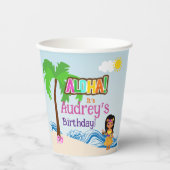 Gobelets En Papier Anniversaire d'Aloha Luau (Recto)