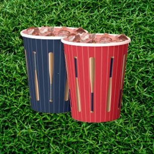 Gobelets En Papier Anniversaire de baseball rouge et bleu