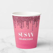 Anniversaire de couleur rose faux paillettes