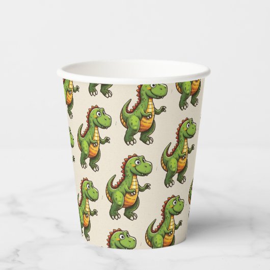 Gobelets En Papier Anniversaire de Dinosaur (Recto)