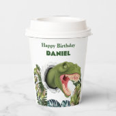 Gobelets En Papier Anniversaire de dinosaure 3D (Verso)