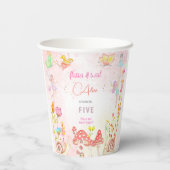 Gobelets En Papier Anniversaire de enfant d'aquarelle de jardin de fé (Verso)