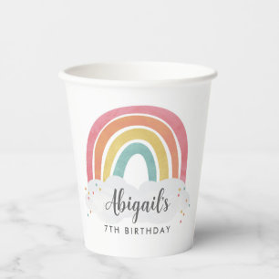 Gobelets En Papier Anniversaire de enfant de calligraphie arc-en-ciel