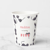 Gobelets En Papier Anniversaire de enfant de chat noir (Verso)