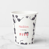 Gobelets En Papier Anniversaire de enfant de chat noir (Recto)