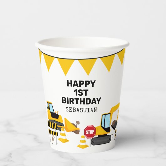 Gobelets En Papier Anniversaire de enfant de construction (Recto)