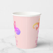 Gobelets En Papier Anniversaire de enfant de dessin rose Gecko Lizard (Droite)