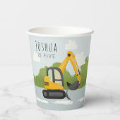 Gobelets En Papier Anniversaire de enfant de Digger de construction m (Verso)