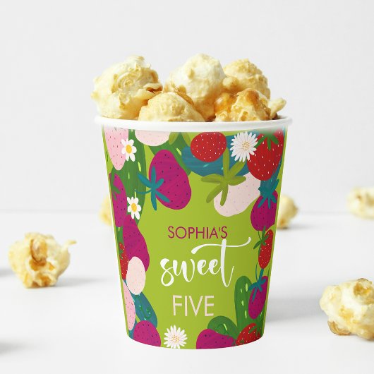 Gobelets En Papier Anniversaire de enfant de fraise sucrée