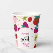 Gobelets En Papier Anniversaire de enfant de fraise sucrée (Recto)