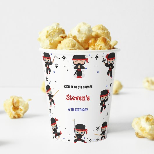 Gobelets En Papier Anniversaire de enfant de style Ninja