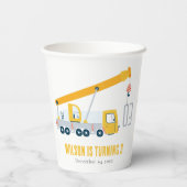 Gobelets En Papier Anniversaire de enfant du véhicule de construction (Verso)