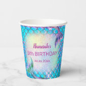 Gobelets En Papier anniversaire de enfant mermaid (Verso)