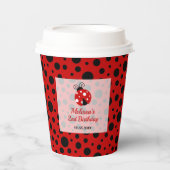 Gobelets En Papier Anniversaire de enfant Pois Ladybug Red Black Fram (Recto)