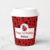 Gobelets En Papier Anniversaire de enfant Pois rouge Ladybug (Recto)