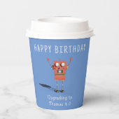 Gobelets En Papier Anniversaire de enfant robot Red 3D (Verso)