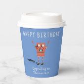 Gobelets En Papier Anniversaire de enfant robot Red 3D (Recto)