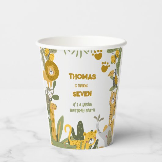 Gobelets En Papier Anniversaire de enfant safari sauvage (Verso)
