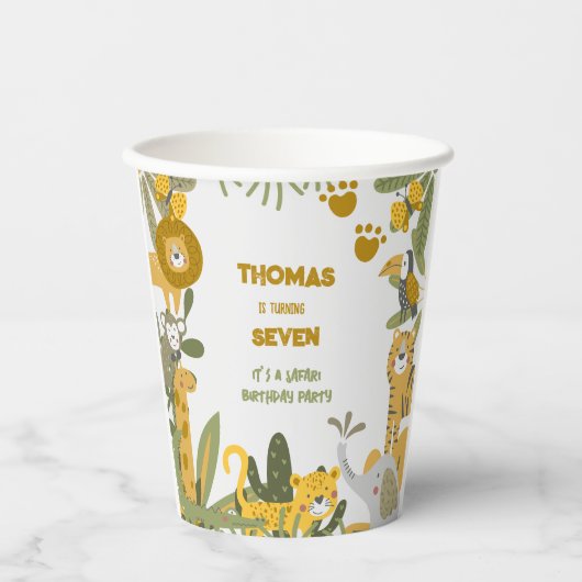 Gobelets En Papier Anniversaire de enfant safari sauvage (Recto)
