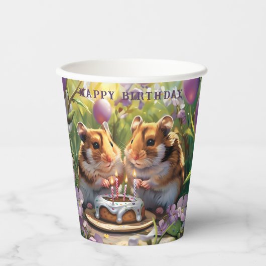 Gobelets En Papier Anniversaire de Hamsters (Recto)