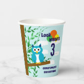 Gobelets En Papier Anniversaire de la chouette (Recto)