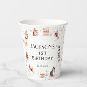 Gobelets En Papier Anniversaire de la fête du chien mignon (Recto)