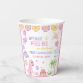 Gobelets En Papier Anniversaire de la fille Dinosaur (Recto)