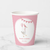 Gobelets En Papier Anniversaire de la fille rose d'Oie sotte (Recto)