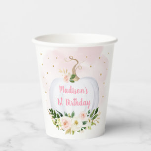 Gobelets En Papier Anniversaire de la floraison d'or rose petit Citro