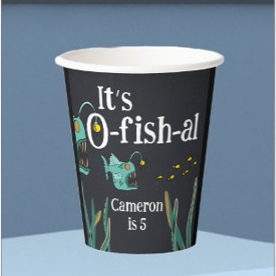 Gobelets En Papier Anniversaire de la mer profonde du poisson-pêcheur
