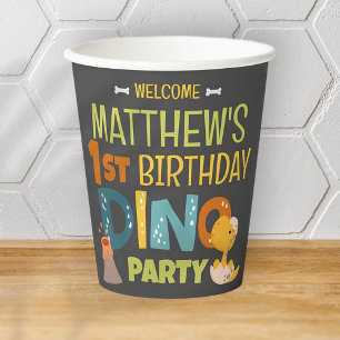 Gobelets En Papier Anniversaire de la mignonne Dino Dinosaur