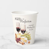 Gobelets En Papier Anniversaire de la perfection Vin et fromage (Verso)
