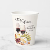 Gobelets En Papier Anniversaire de la perfection Vin et fromage (Recto)