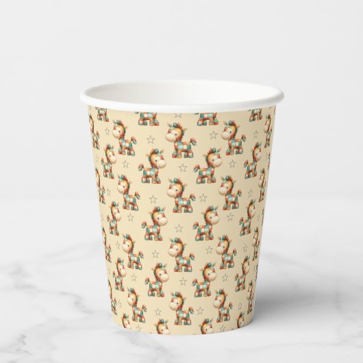 Gobelets En Papier Anniversaire de la Pony Patchwork Giddy-Up (Verso)