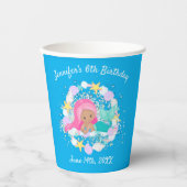 Gobelets En Papier Anniversaire de la sirène magique (Recto)