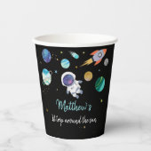 Gobelets En Papier Anniversaire de l'astronaute bleu (Recto)