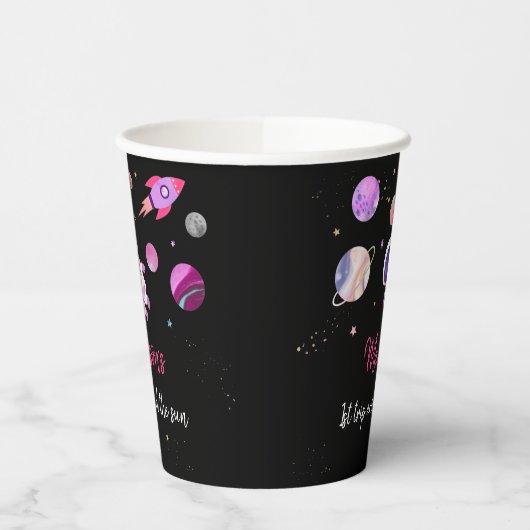 Gobelets En Papier Anniversaire de l'astronaute spatiale rose (Gauche)