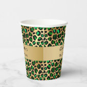 Gobelets En Papier Anniversaire de léopard vert émeraude (Droite)