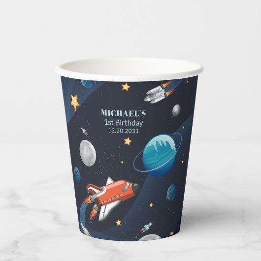 Gobelets En Papier Anniversaire de l'espace (Recto)