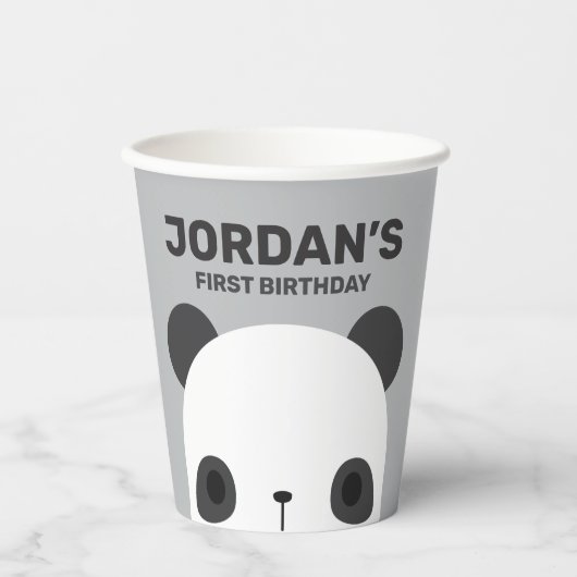 Gobelets En Papier Anniversaire de l'ours de Panda Little Cute (Recto)