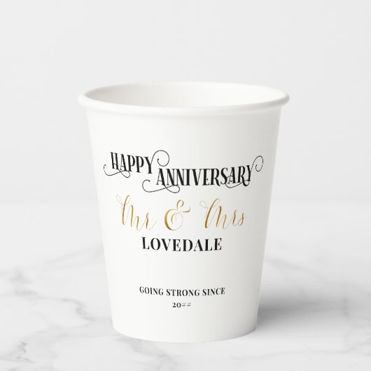 Gobelets En Papier Anniversaire de M. & Mme Mariage (Recto)