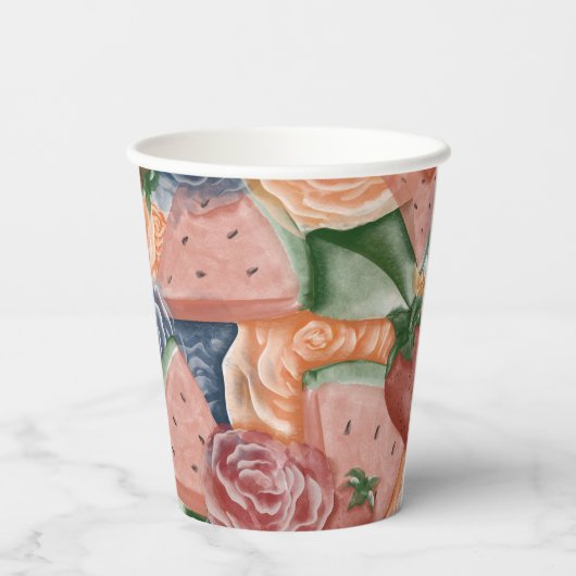 Gobelets En Papier Anniversaire de Melon - Vibes d'été (Verso)